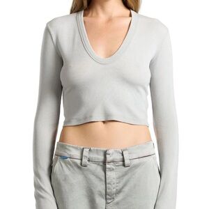 Cotton Citizen Verona U Neck Crop Long Sleeve Top NWT Size XS